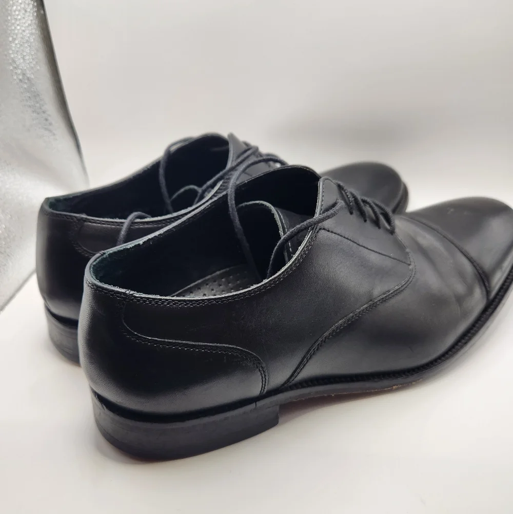 Cole Haan Williams Leather Cap Toe Oxfords -‎ Black - Size 9W Dress Shoe Formal